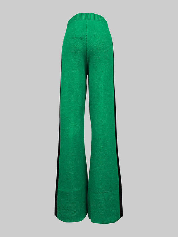 Contrast Color High Waisted Loose Trousers Pants