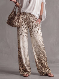 Elasticity Gradient Leopard Pockets Loose Wide Leg Wide Leg Pants Trousers