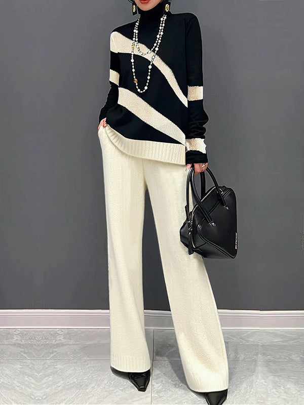 Solid Color High Waisted Loose Trousers Pants