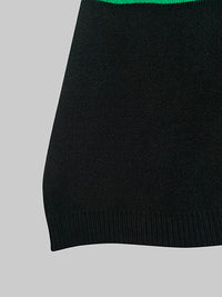 Contrast Color Split-Joint Flared Sleeves High-Low High Neck Sweater Tops Pullovers