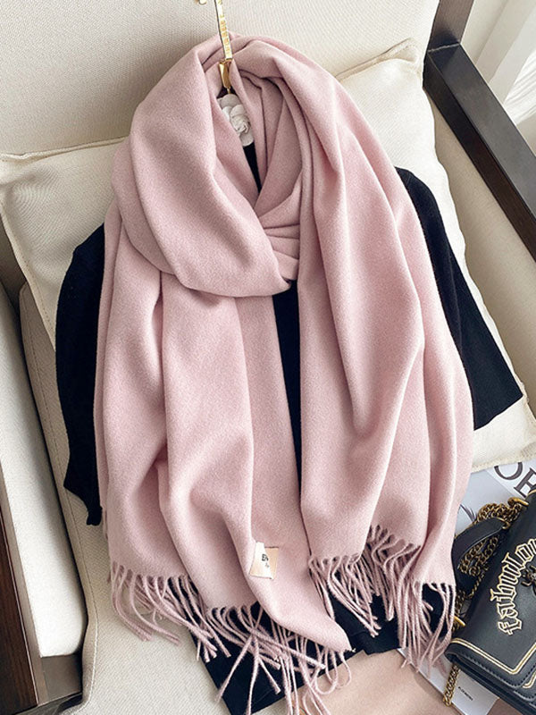 Solid Color Tasseled Scarf Scarfs&Hats