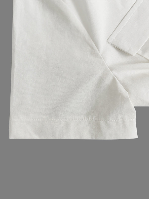 Buttoned Pockets Solid Color Loose Short Sleeves V-neck Jumpsuits