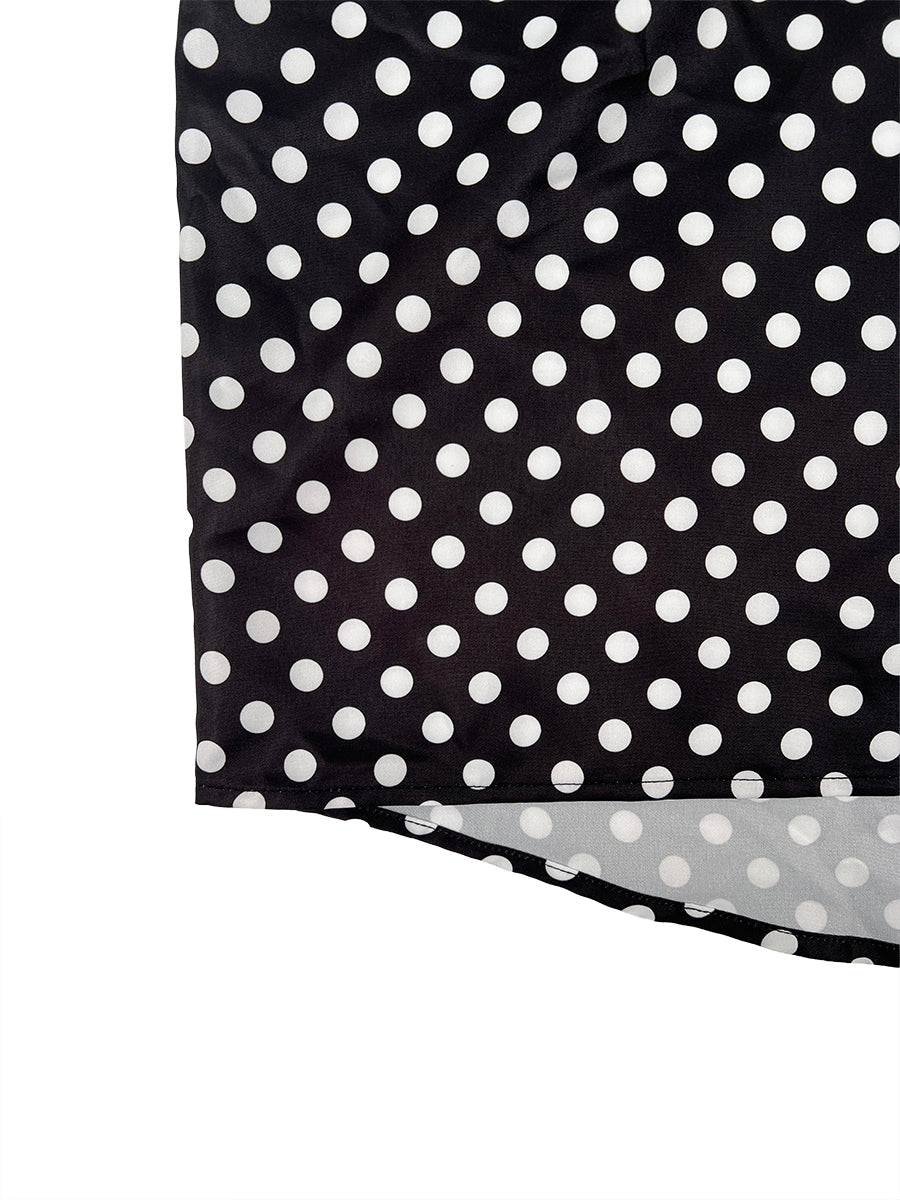 Long Sleeves Loose Buttoned Contrast Color Polka-Dot Split-Joint Lapel Blouses&Shirts Tops