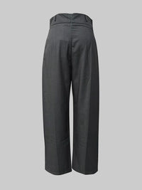 Column No Belt Solid Color Casual Pants Bottoms Trousers