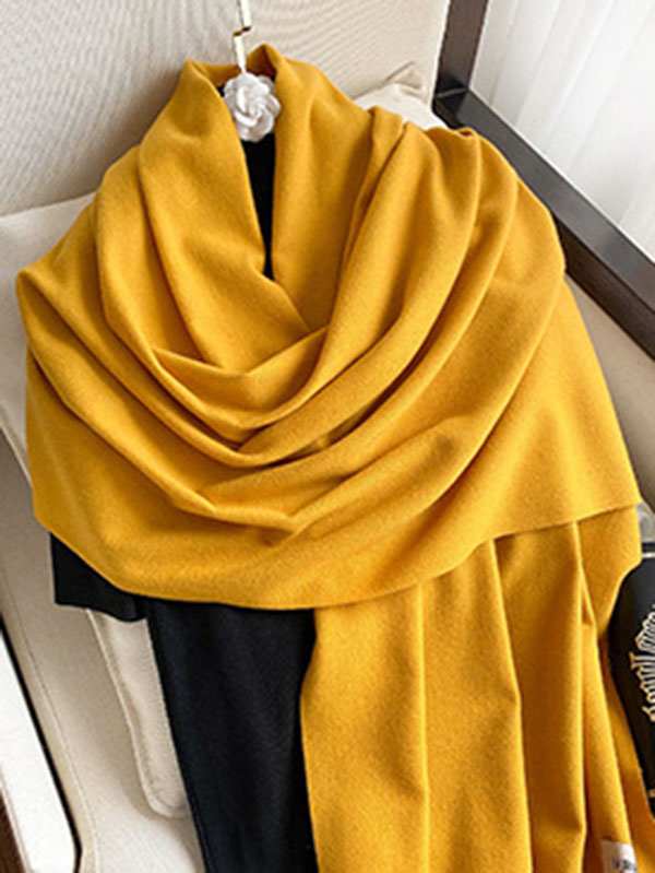Solid Color Tasseled Scarf Scarfs&Hats