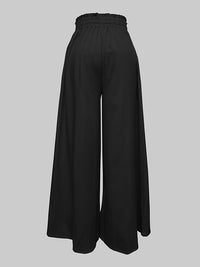 Loose Wide Leg Drawstring Solid Color Casual Pants Bottoms Trousers