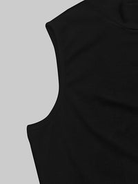 Hollow Pleated Solid Color Split-Joint Bodycon Sleeveless Mock Neck Maxi Dresses