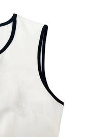Loose Sleeveless Contrast Color Pockets Zipper V-Neck Jumpsuits