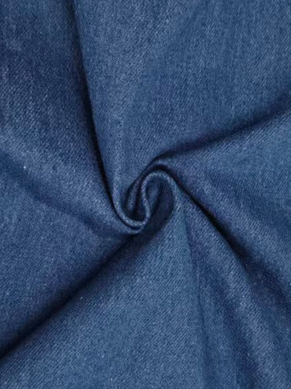 Loose Wide Leg Pleated Pockets Solid Color Jean Pants Bottoms Trousers