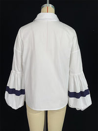 Loose Puff Sleeves Split-Joint Lapel Blouses&Shirts Tops