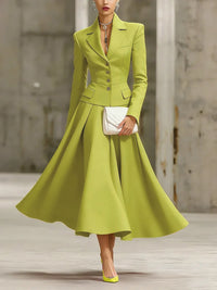 A-Line High Waisted Pleated Solid Color Skirts Bottoms