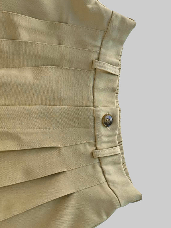 High Waisted Wide Leg No Belt Pleated Pockets Solid Color Pants Trousers