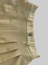 High Waisted Wide Leg No Belt Pleated Pockets Solid Color Pants Trousers