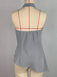 Sleeveless Solid Color Stand Collar Vest Top