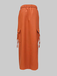 Column Pockets Solid Color Skirts Bottoms