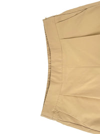 Pleated Pockets Solid Color Split-Joint Streamer High Waisted Wide Leg Cropped Trousers