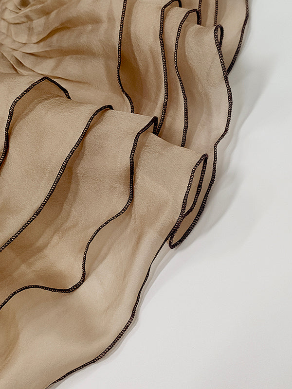 Bodycon High-Low Contrast Color Leopard Ruffled Split-Joint Deep V-Neck Midi Dresses