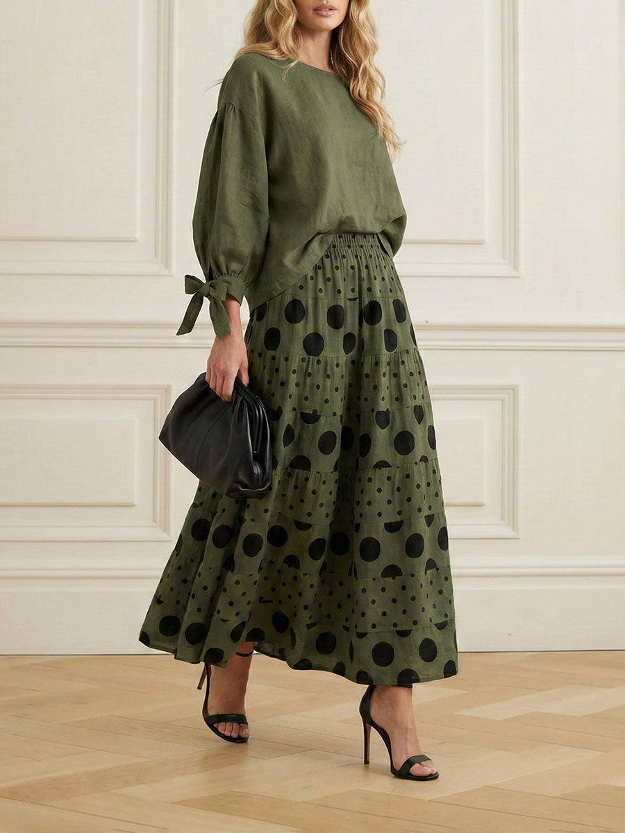 Long Sleeves Loose Asymmetric Solid Color Tied One-Shoulder Blouses&Shirts Tops