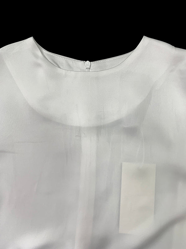 Asymmetric Solid Color Split-Joint Long Sleeves Loose Round-neck T-Shirts Tops