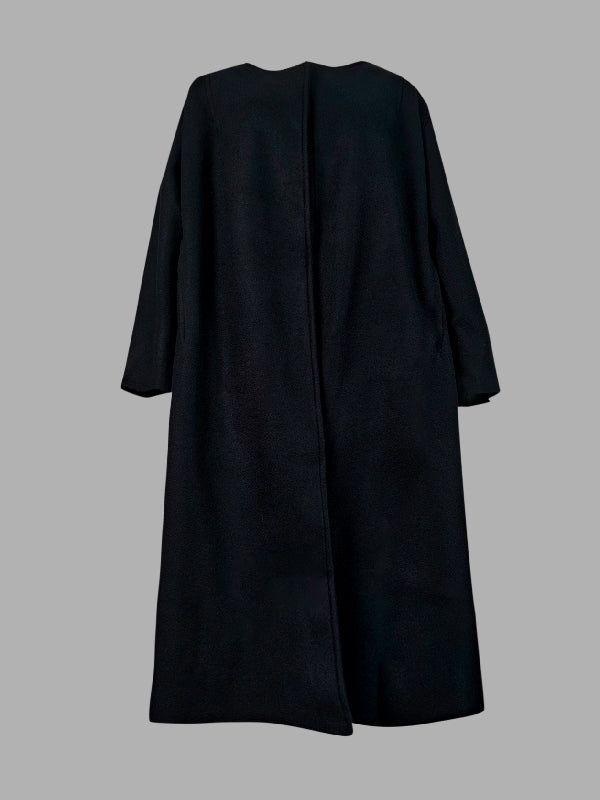 Solid Color Long Sleeves Loose Collarless Woolen Coat