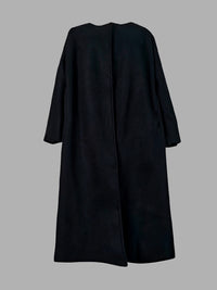 Solid Color Long Sleeves Loose Collarless Woolen Coat