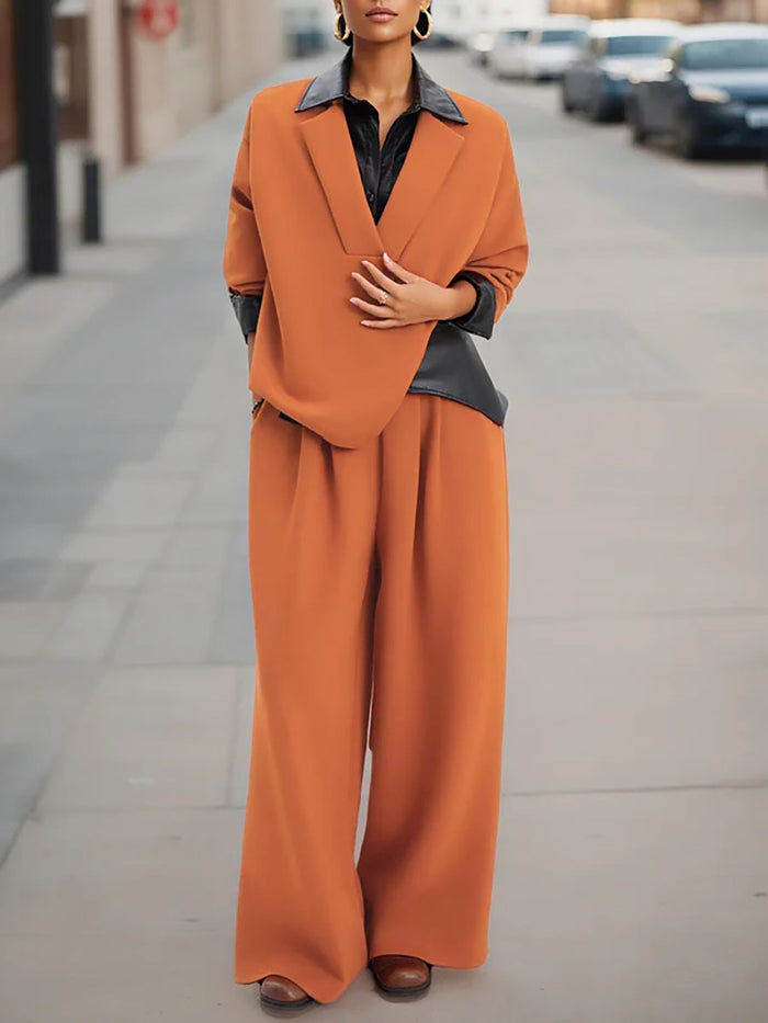 Elasticity Pleated Solid Color High Waisted Wide Leg Trousers Pants