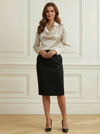 Long Sleeves Loose Solid Color Heaps Collar Blouses&Shirts Tops