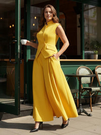High Waisted Loose Pleated Solid Color Split-Joint Pants