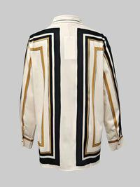 Long Sleeves Loose Plaid Striped Lapel Blouses&Shirts Tops