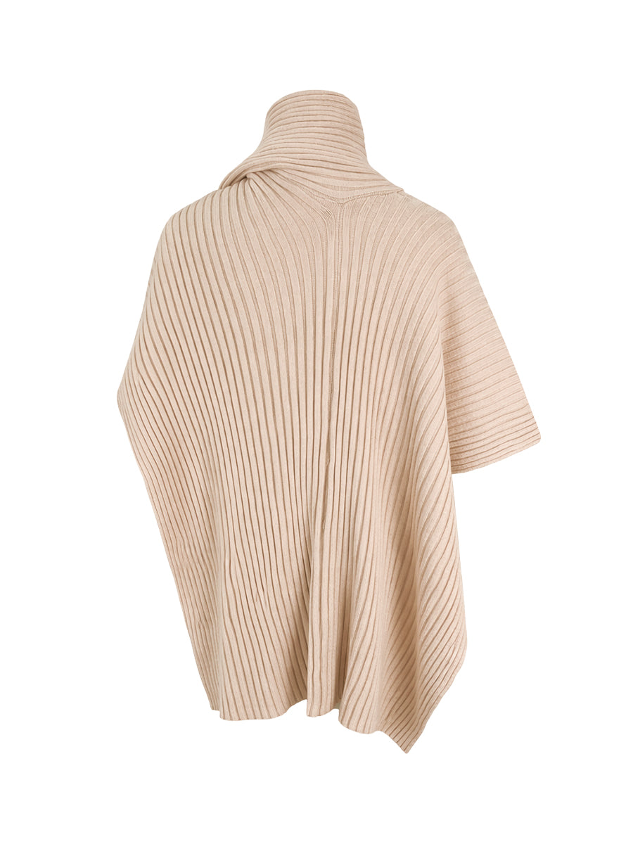 Loose Asymmetric Solid Color Split-Joint High Neck Sweater Tops