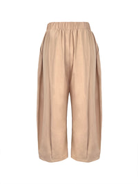 Loose Wide Leg Pleated Pockets Solid Color Pants