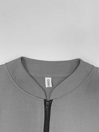 Loose Short Sleeves Solid Color Zipper V-Neck Blouses&Shirts Tops