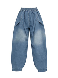 Elasticity Pockets Solid Color Loose Trousers Jean Pants Bottoms