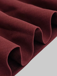 Buttoned Pockets Solid Color Split-Joint A-Line High Waisted Stand Collar Midi Dresses