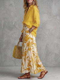 Long Sleeves Loose Buttoned Solid Color Lapel Blouses&Shirts Tops
