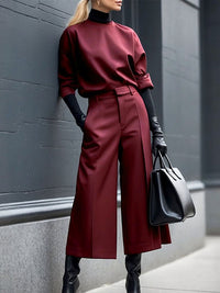 Solid Color Long Sleeves Loose Round-Neck Hoodies&Sweatshirt Tops