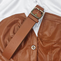 Belted Buttoned Split-Joint Long Sleeves Skinny Lapel Shirt Dress Midi Dresses