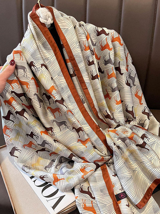 Chic Animal Prints Silk Imitation Warm Shawl&Scarf