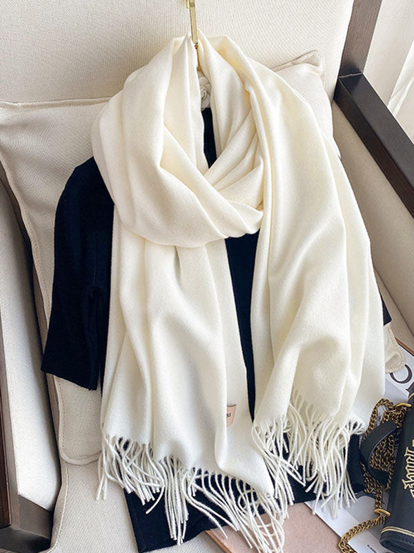 Solid Color Tasseled Scarf Scarfs&Hats