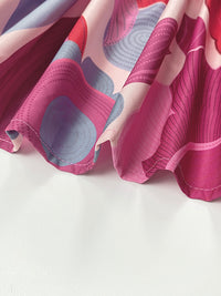 Batwing Sleeves Loose Flower Print Pleated Split-Joint Round-Neck Maxi Dresses