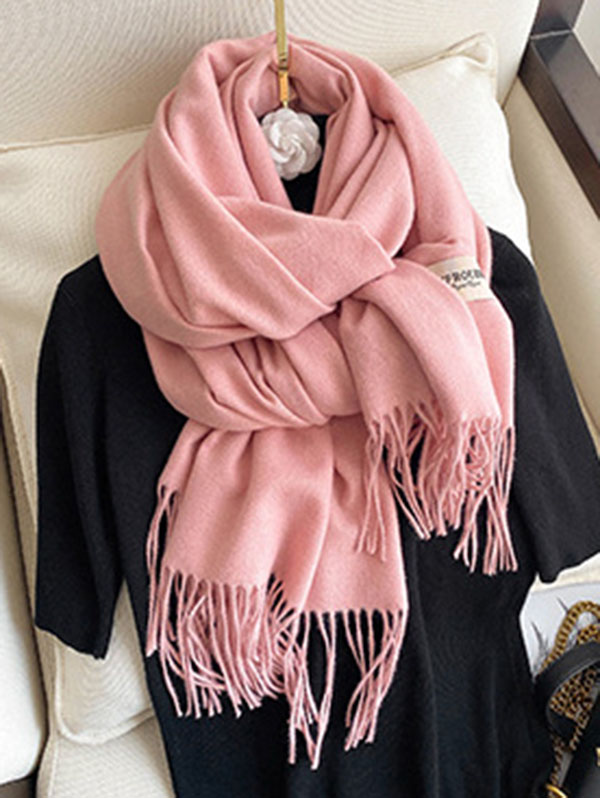 Solid Color Tasseled Scarf Scarfs&Hats