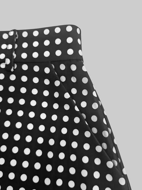 H-Line Loose Polka-Dot Split-Joint Skirts