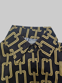 Printed Split-Joint High-low Long Sleeves Blouses