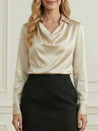 Long Sleeves Loose Solid Color Heaps Collar Blouses&Shirts Tops