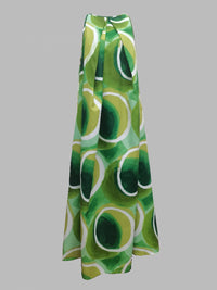 Loose Sleeveless Gradient Printed Round-Neck Maxi Dresses