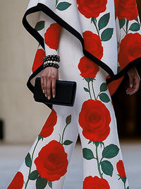 Loose Wide Leg Flower Print Casual Pants Bottoms Trousers