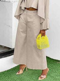 Wide Leg Solid Color Split-Joint Pants Trousers