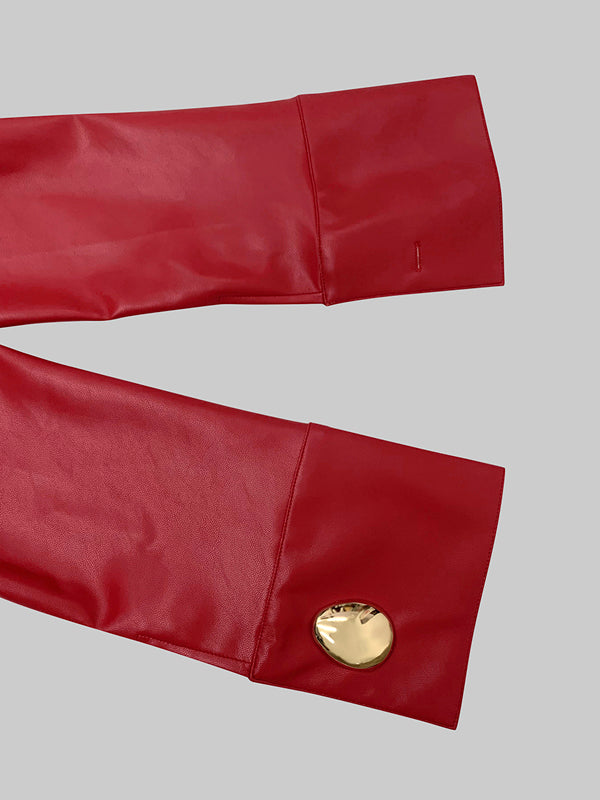 Long Sleeves Buttoned Solid Color Lapel Blouses&Shirts Tops