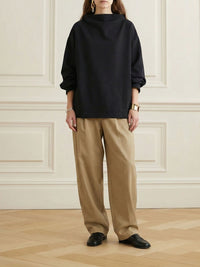 Casual Solid Color High-Neck Long Sleeves T-Shirt