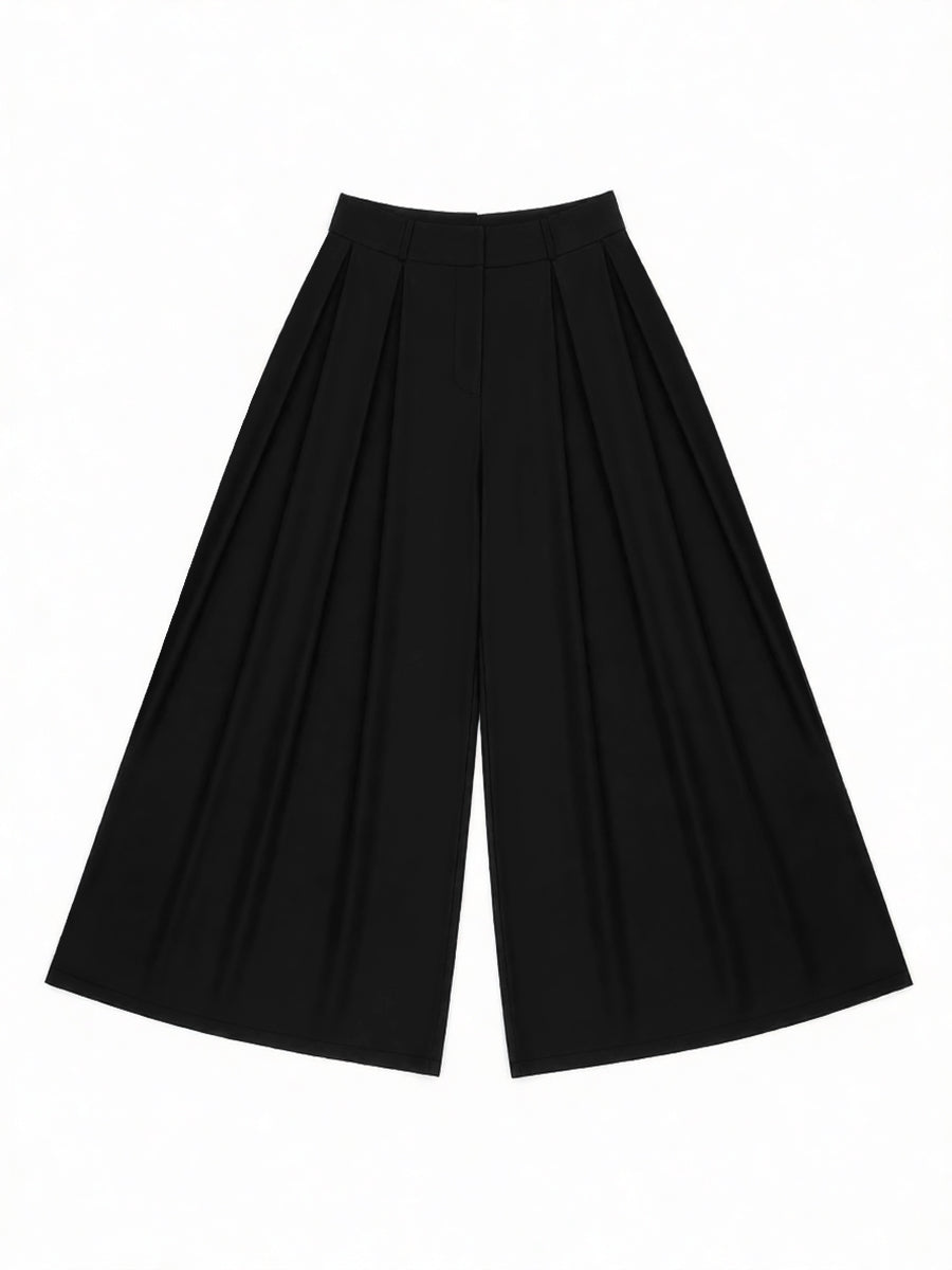 Stylish Loose High Waisted Solid Color Wide Leg Pants